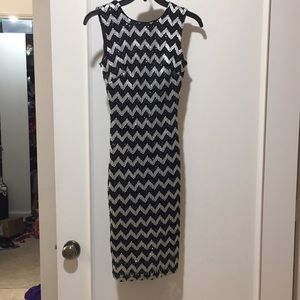 Black and silver chevron dress